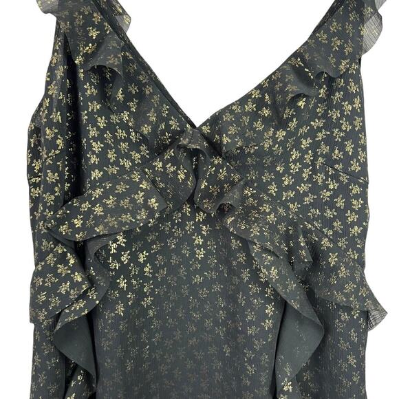All Saints Derrell Black & Gold Ruffle Dress - Picture 14 of 15